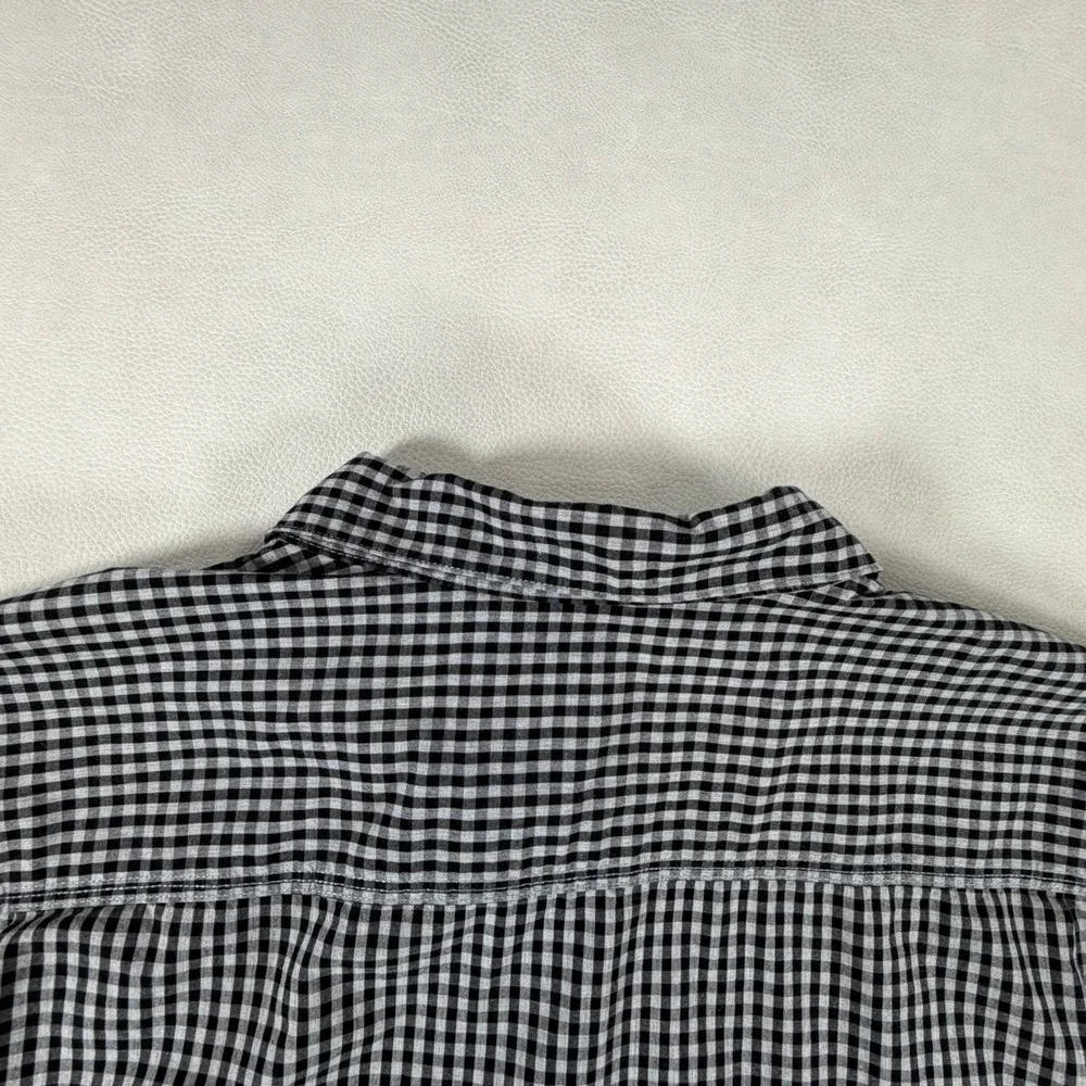 The North Face Mens XXL Gingham Check Long Sleeve Button Down Shirt Black White
